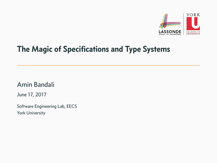 slides for Magic of Specifications and Type Systems